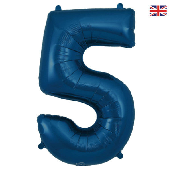 Large 34" Number Foil Balloon number 5 matt navy - Penny Black