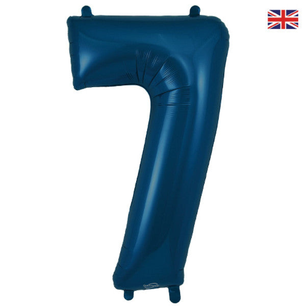 Large 34" Number Foil Balloon number 7 matt navy - Penny Black