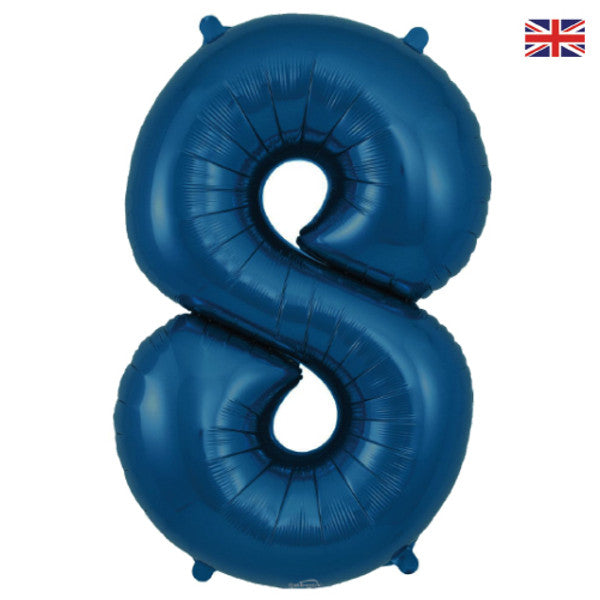 Large 34" Number Foil Balloon number 8 matt navy - Penny Black