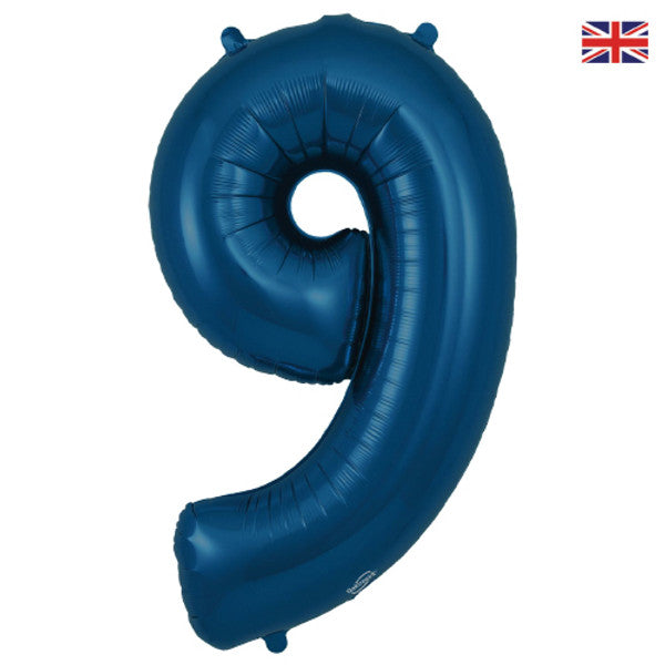 Large 34" Number Foil Balloon number 9 matt navy - Penny Black