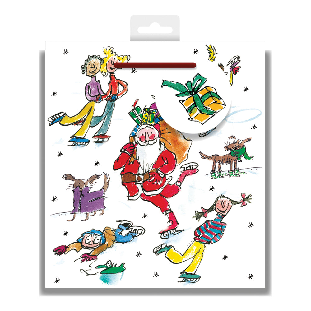 Skating Santa Quentin Blake Christmas Medium Gift Bag by penny black