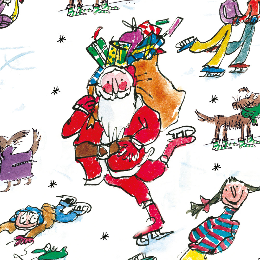 Skating Santa Quentin Blake Christmas Tissue Paper - sample