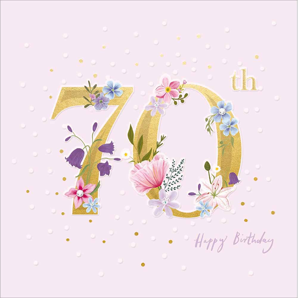 Golden Floral 70th Birthday Embellished Card from Penny Black