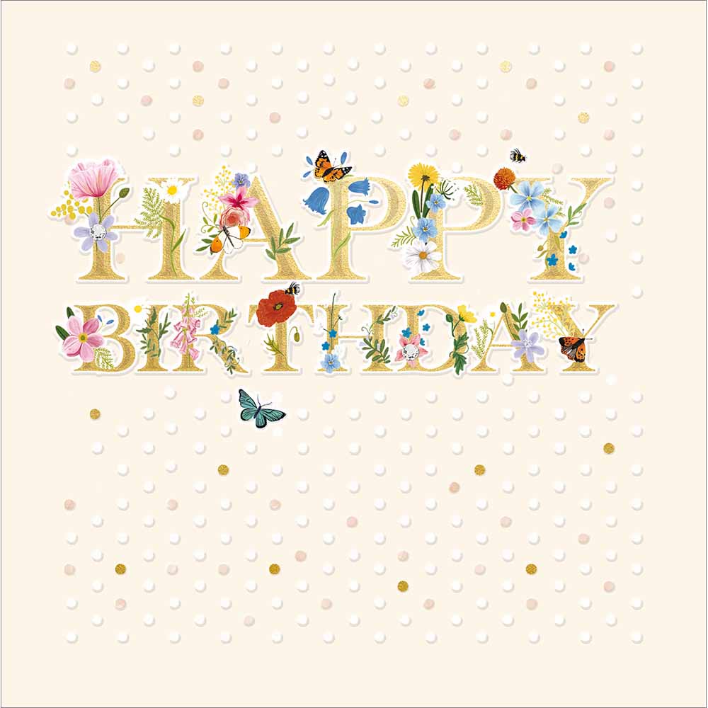 Spring Floral Sprigs Embellished Happy Birthday Card from Penny Black
