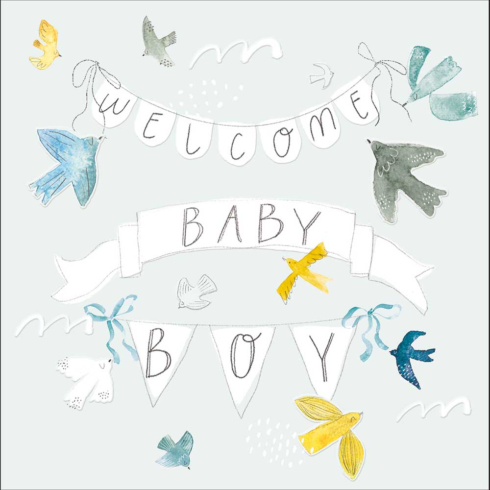 Birds With Banners New Baby Boy Card from Penny Black