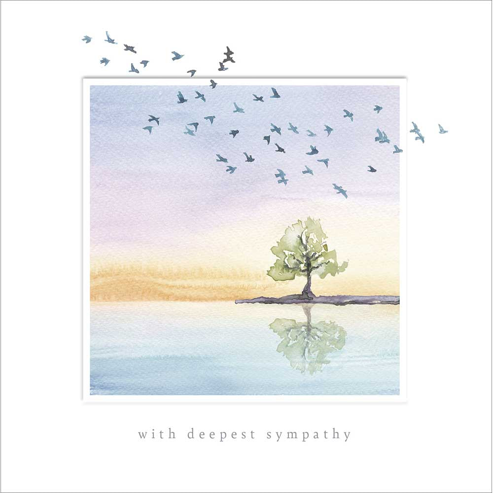 Watercolour Tree Scene Deepest Sympathy Card from Penny Black