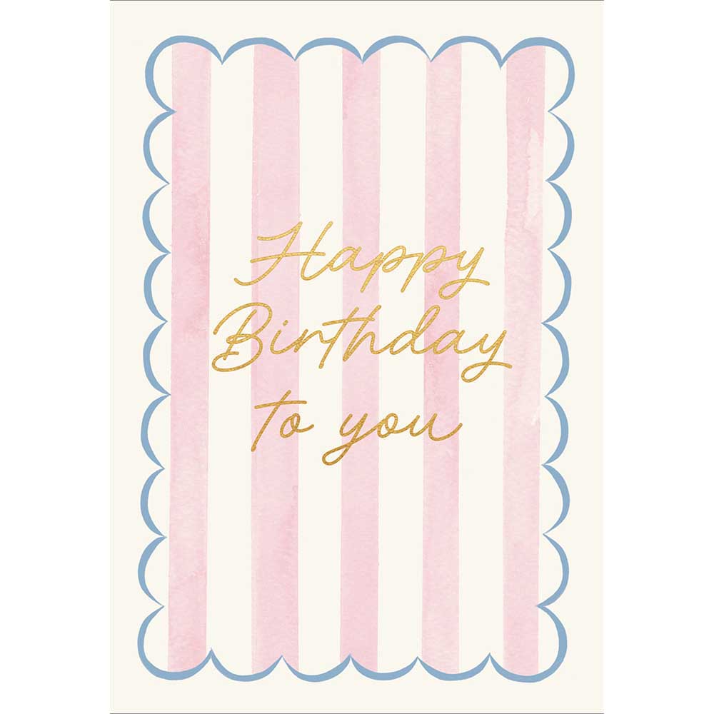 Pink Stripes & Blue Scallops Happy Birthday To You Card from Penny Black
