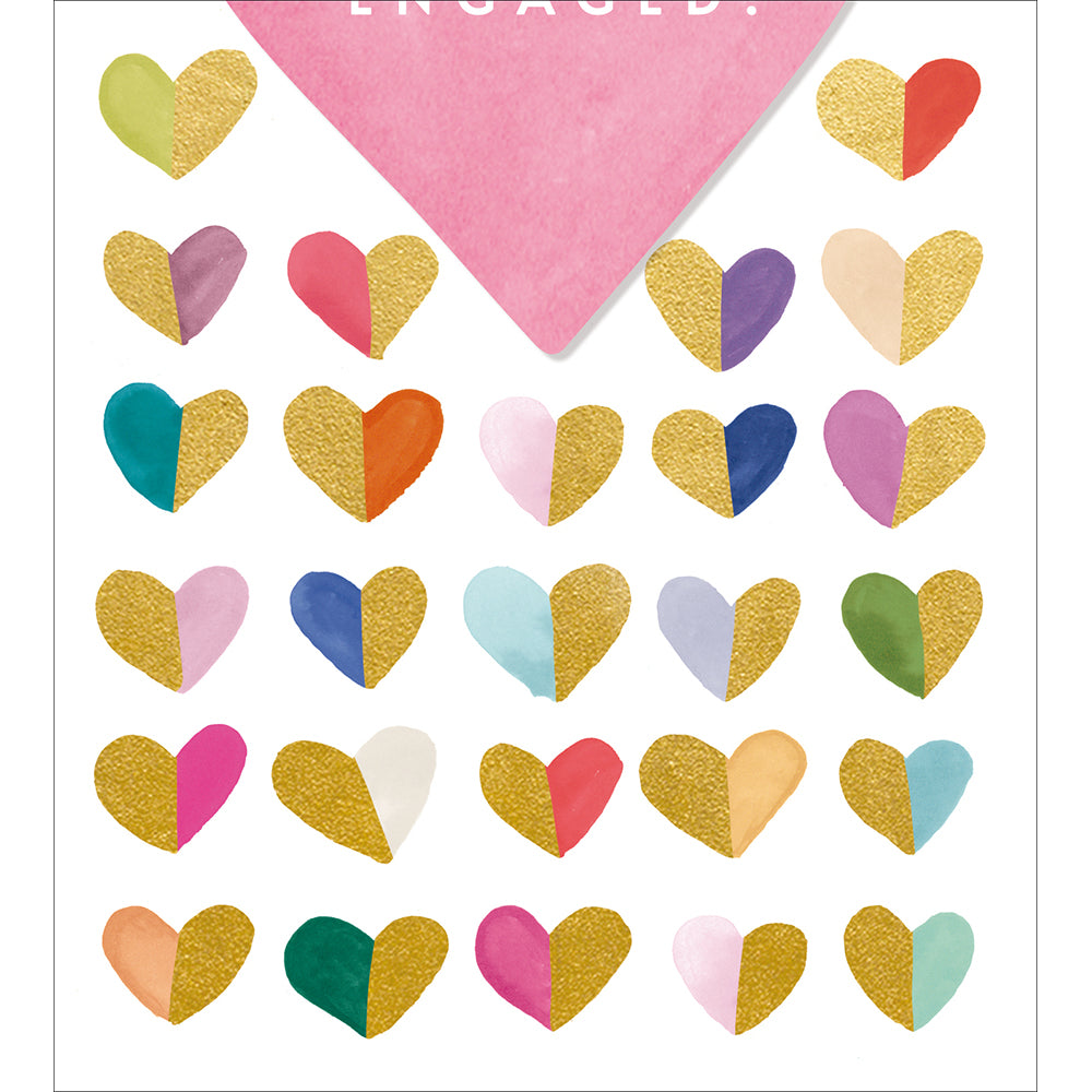 Colourful Gold Hearts Engagement Card from Penny Black