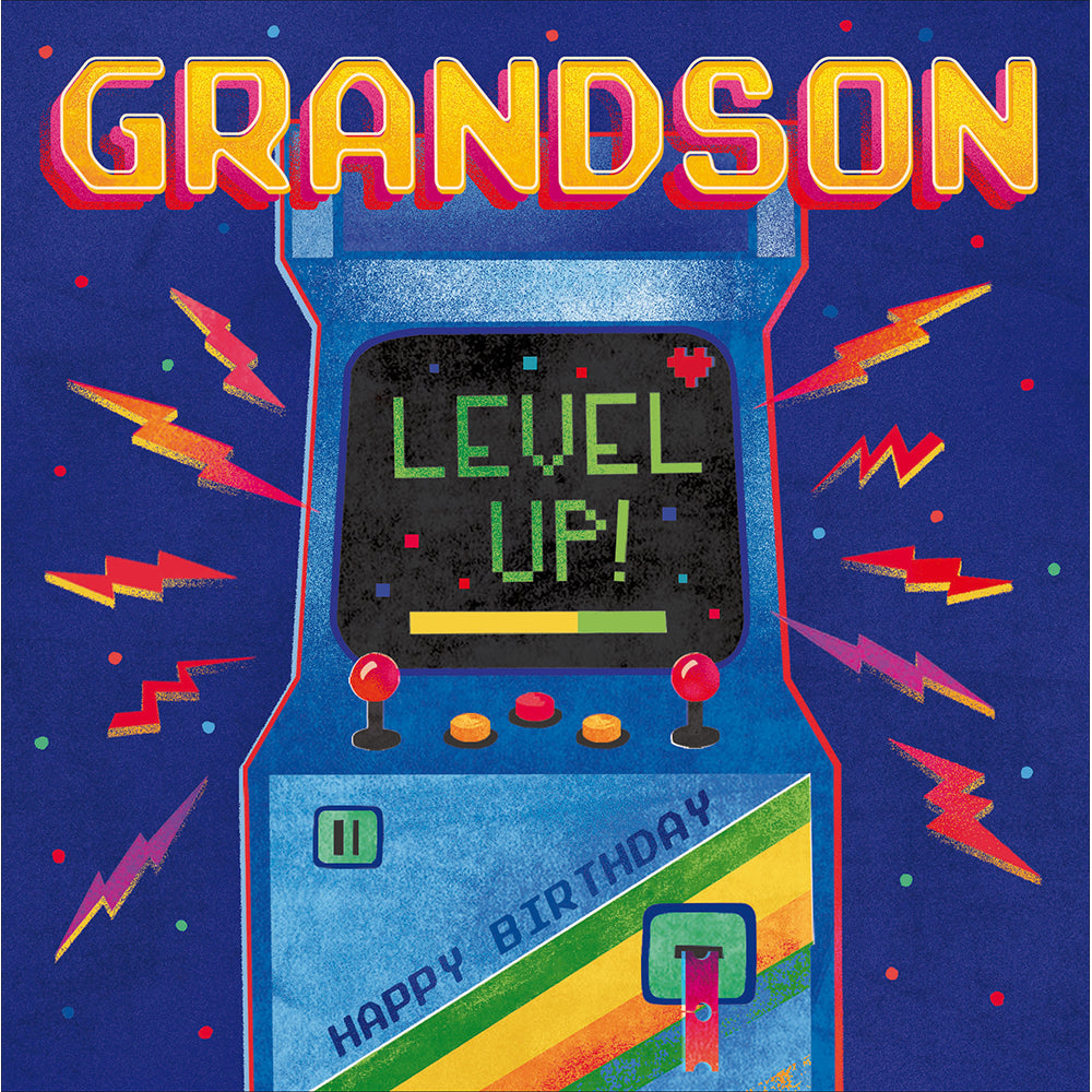 Grandson Retro Arcade Game Birthday Card from Penny Black
