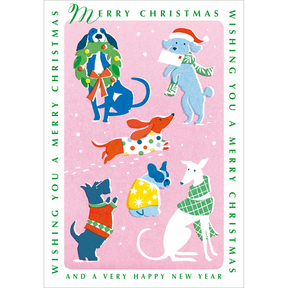 Retro Festive Dogs Merry Christmas Card By Penny Black
