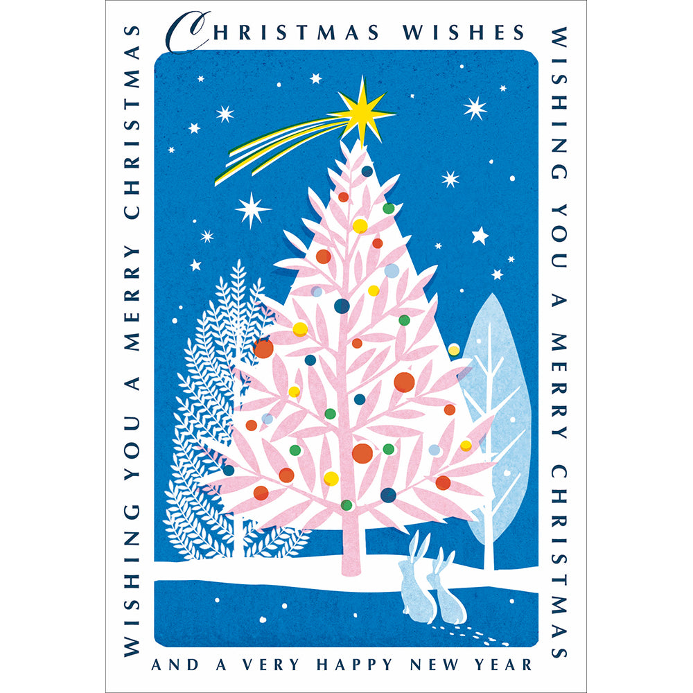 Pink Retro Tree Christmas Wishes Card By Penny Black