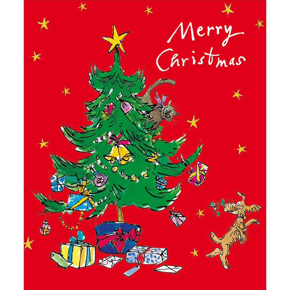 Quentin Blake Merry Christmas Tree Capers Card By Penny Black
