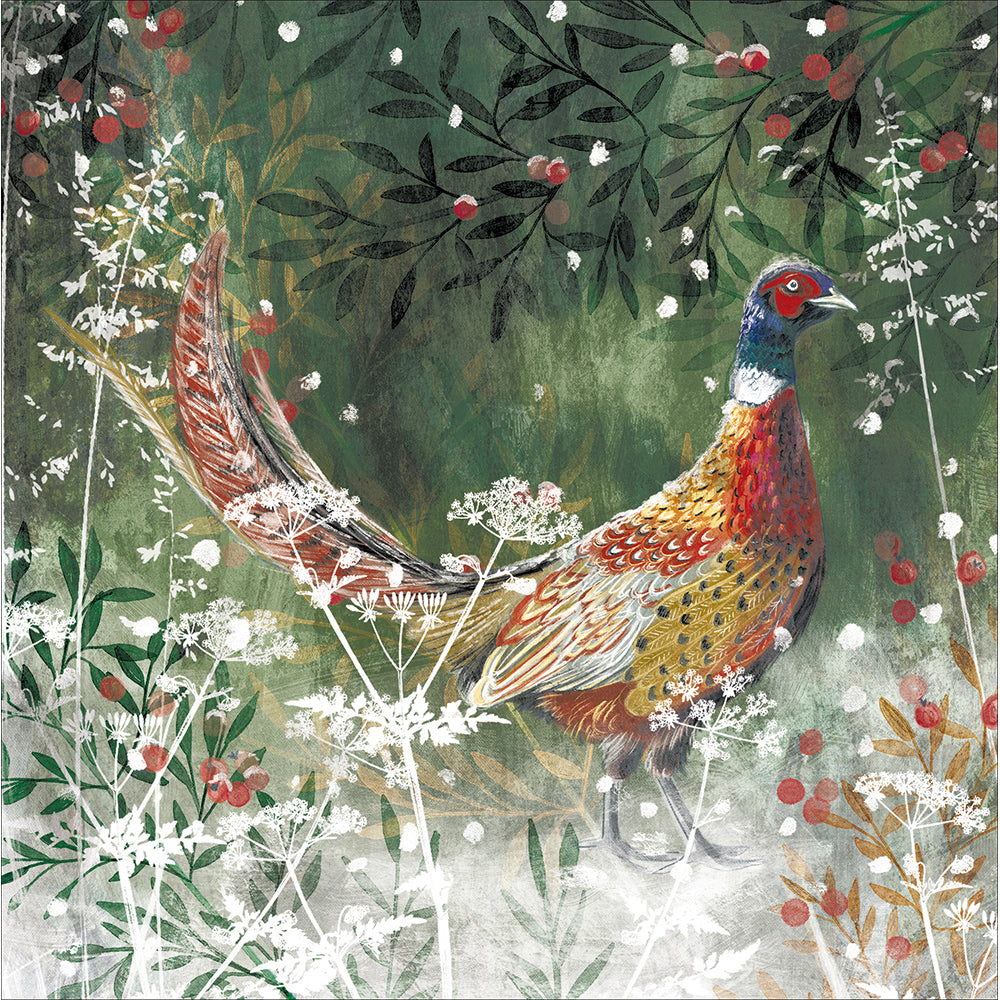 Winter Strut Painted Pheasant Christmas Card By Penny Black