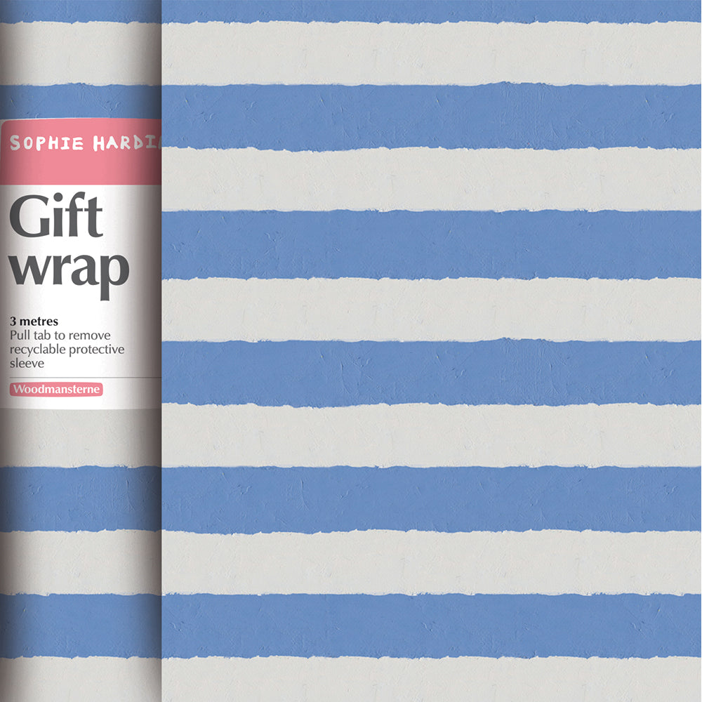 Sophie Harding Blue Stripe 3m Roll Of Gift Wrapping Paper By Penny Black