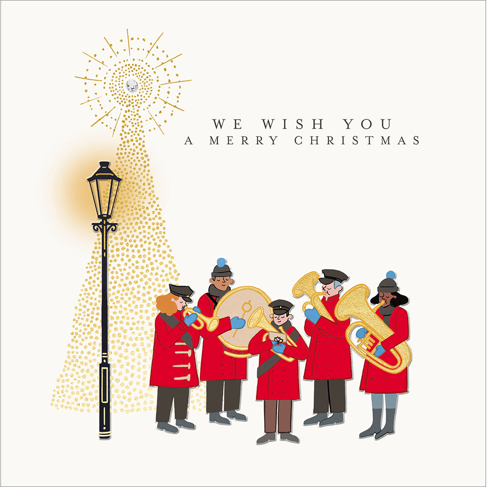 Embellished Brass Band Christmas Carols Card By Penny Black