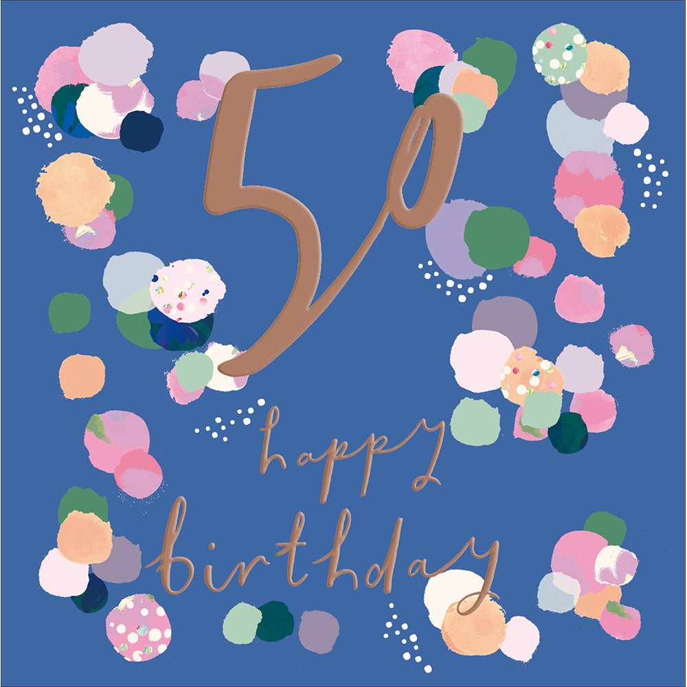 Pastel Dots Golden 50th Birthday Card from Penny Black