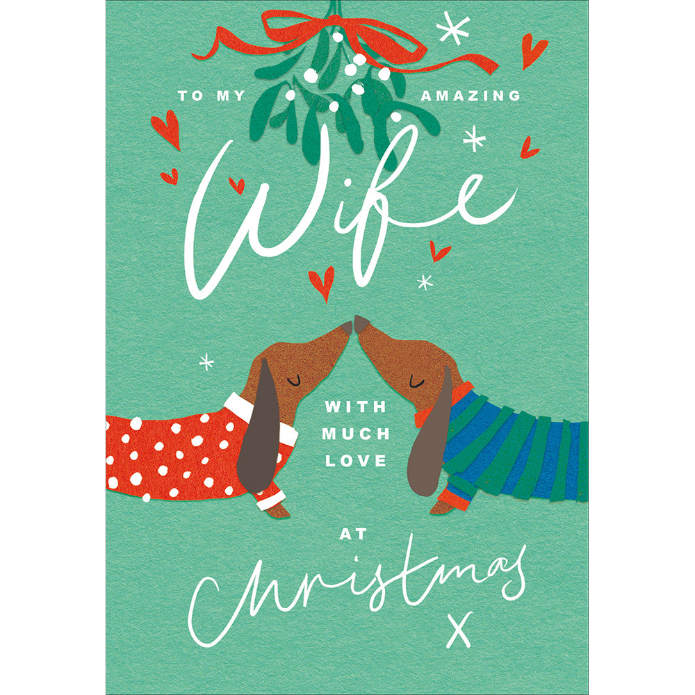 Amazing Wife Sausage Dogs Mistletoe Christmas Card By Penny Black