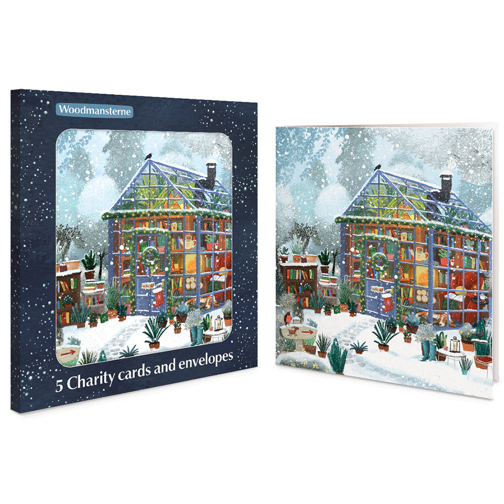 Greenhouse In Snowy Garden Pack Of 5 Charity Christmas Cards By Penny Black