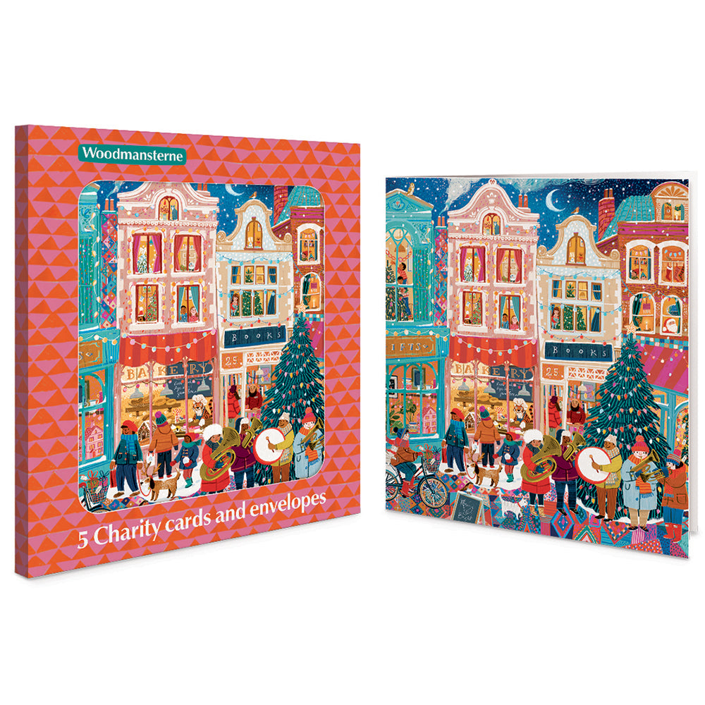 Shopping With Brass Band Pack Of 5 Charity Christmas Cards By Penny Black