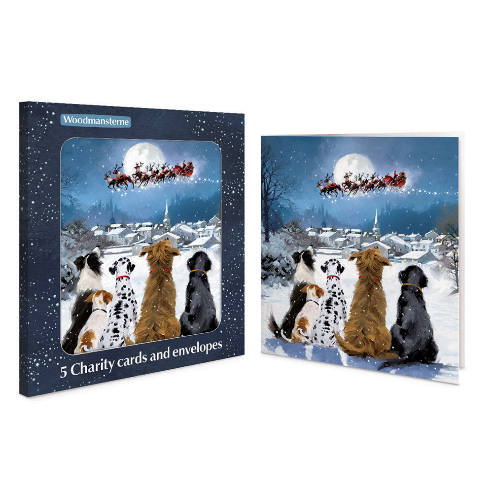 Night Before Christmas Dogs Watching Out For Santa Pack Of 5 Charity Christmas Cards By Penny Black