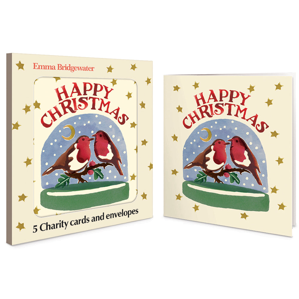 Starry Snowglobe Robins Emma Bridgewater Pack Of 5 Charity Christmas Cards By Penny Black