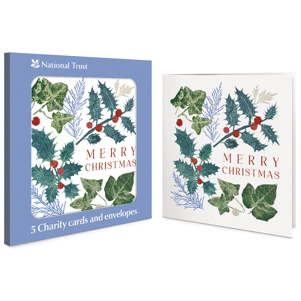 Winter Foliage & Fronds Pack Of 5 National Trust Charity Christmas Cards By Penny Black