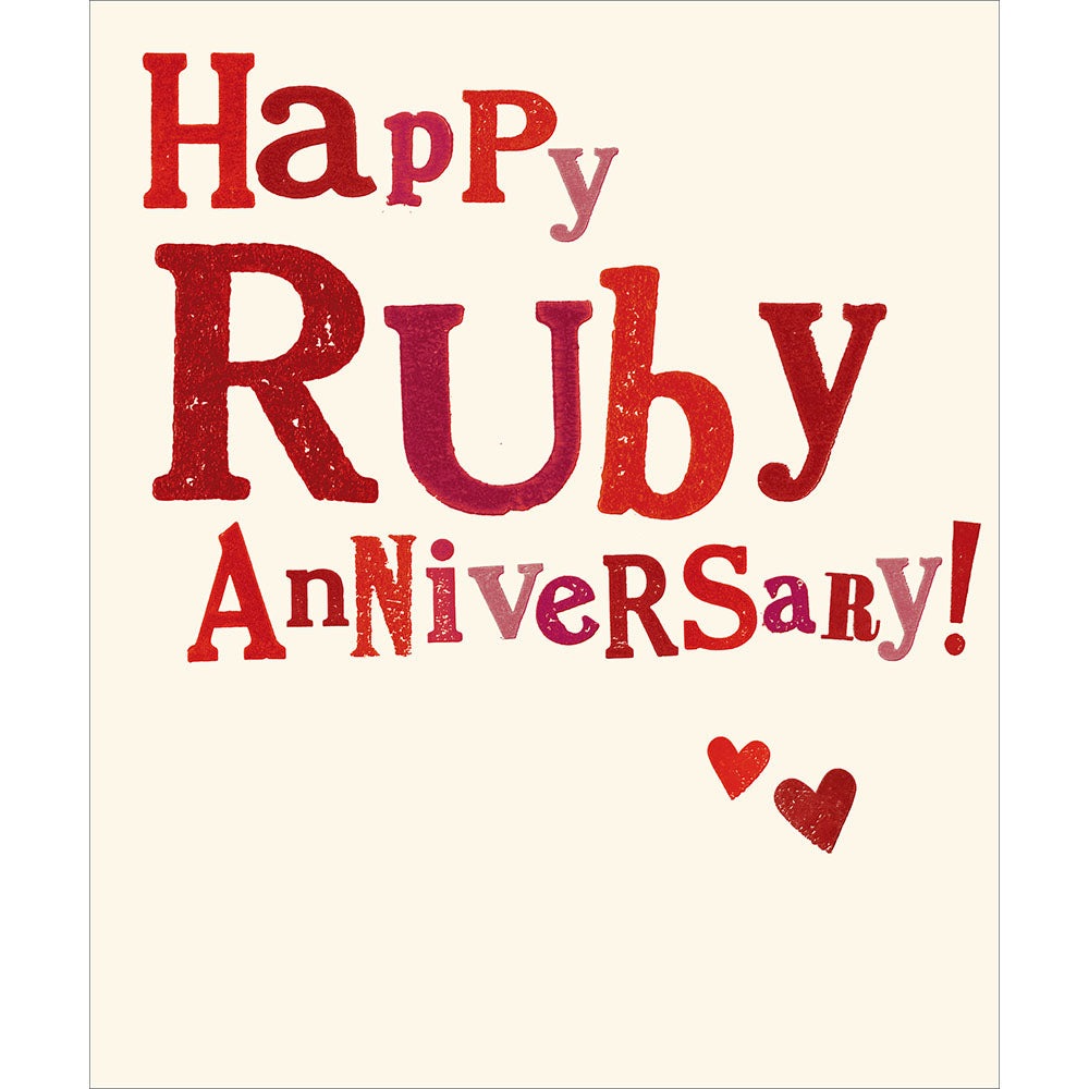 Red Text Happy Ruby Anniversary Card from Penny Black