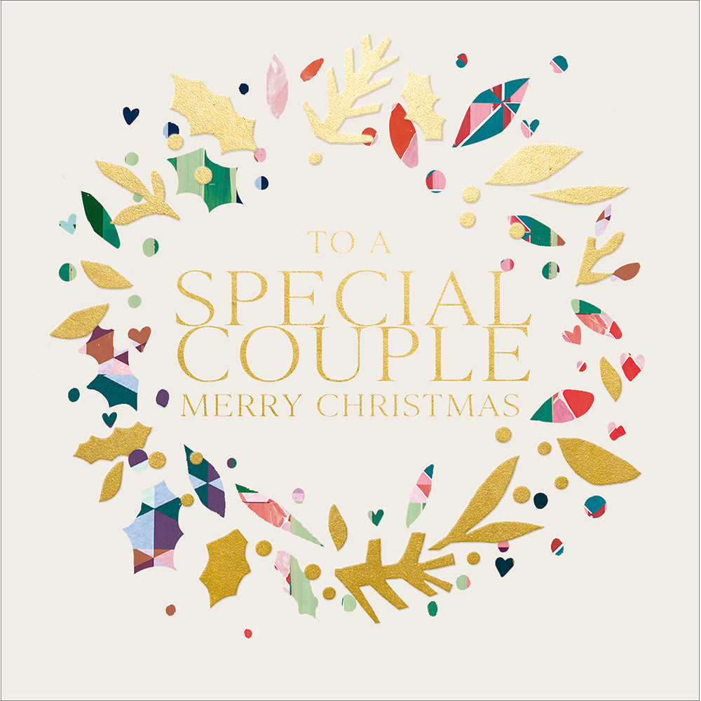 Abstract Gold Wreath Special Couple Christmas Card By Penny Black