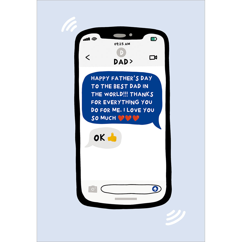 Text On Mobile To Dad Funny Father's Day Card By Penny Black