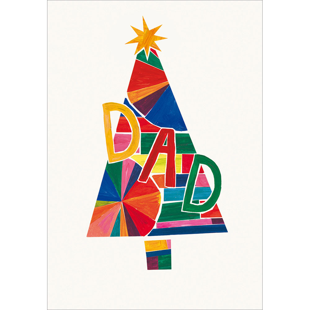 Geometric Colourful Rainbow Tree Dad Christmas Card By Penny Black