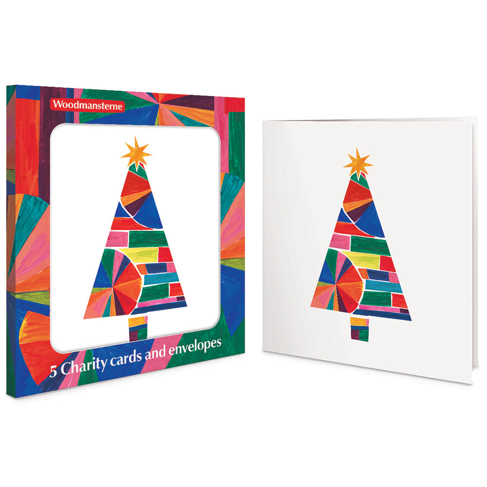 Colourful Abstract Tree Pack Of 5 Charity Christmas Cards By Penny Black