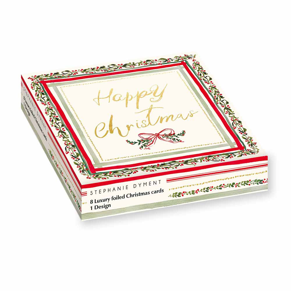 Stephanie Dyment Festive Bow Box Of 8 Luxury Foiled Christmas Cards By Penny Black