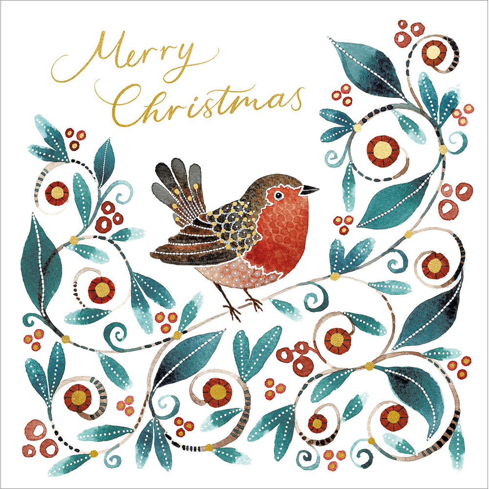 Essoldo Design Festive Robin Box Of 8 Luxury Foiled Christmas Cards By Penny Black