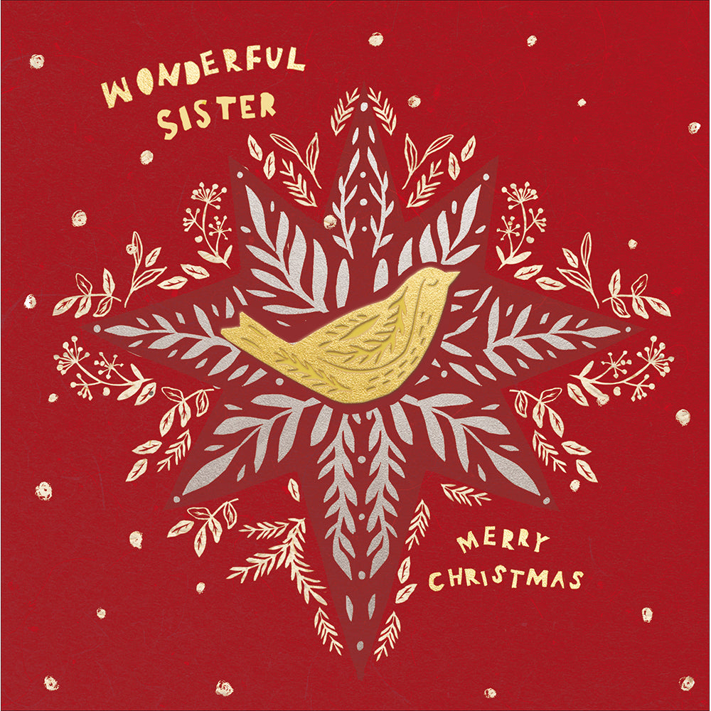 Wishing On A Star Gold Bird Wonderful Sister Christmas Card By Penny Black