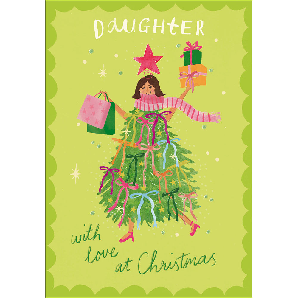 Sparkling Christmas Bow Trees Daughter Card By Penny Black