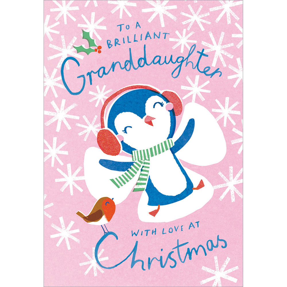 Snow Angel Penguin Special Granddaughter Christmas Card By Penny Black