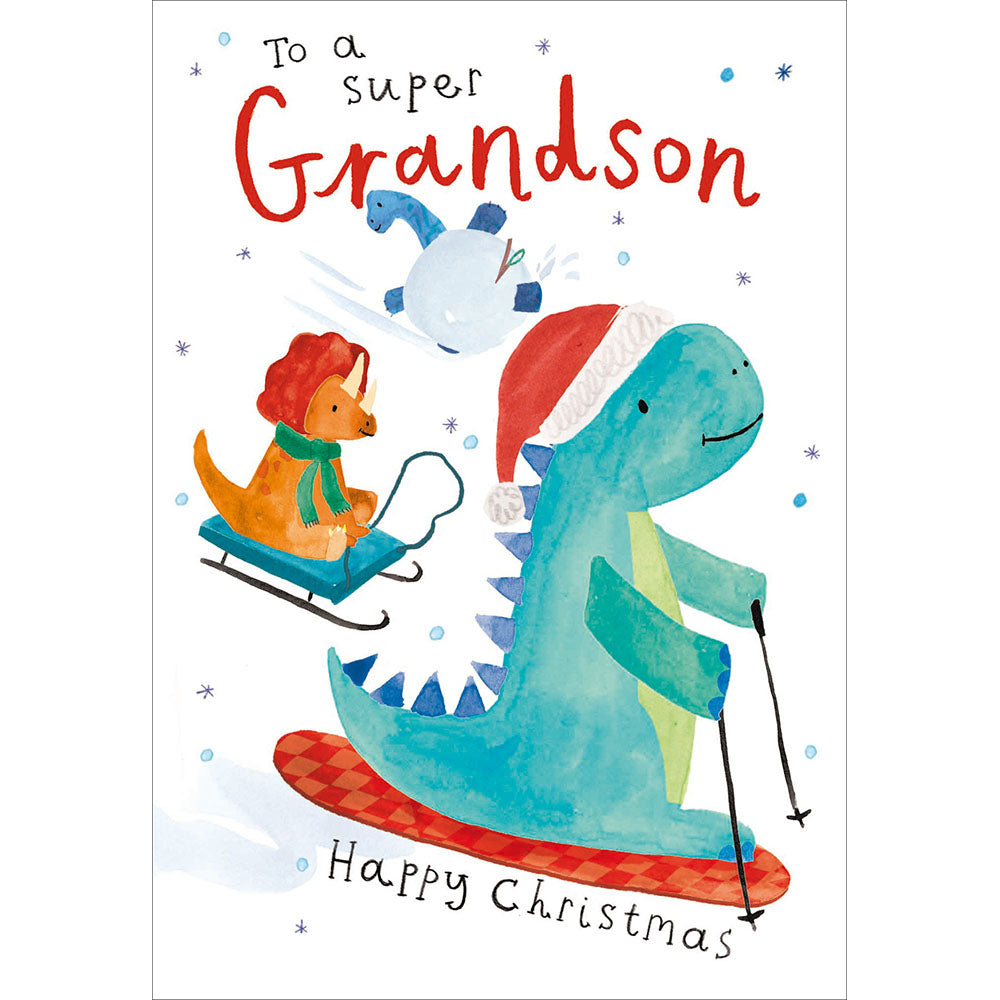 Rawrsome Racers Super Grandson Christmas Card By Penny Black