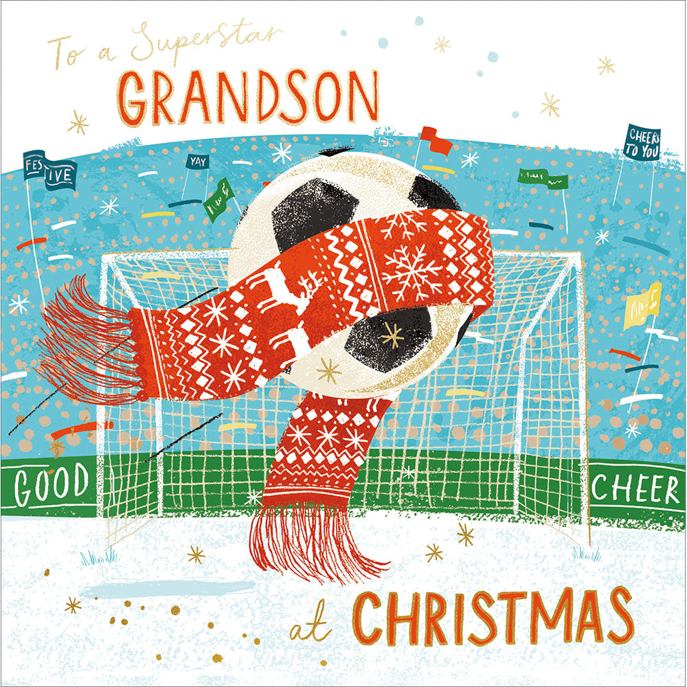 Christmas Cheer Football Scarf Grandson Card By Penny Black