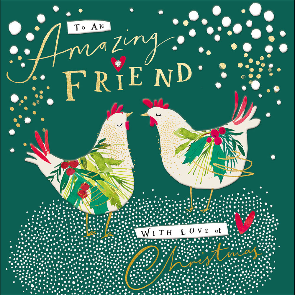 Festive Chickens Amazing Friend At Christmas Card By Penny Black