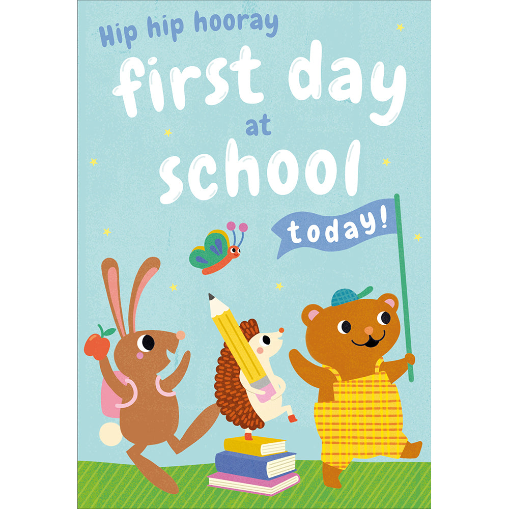 Hip Hip Hooray Animal Parade First Day at School Card By Penny Black
