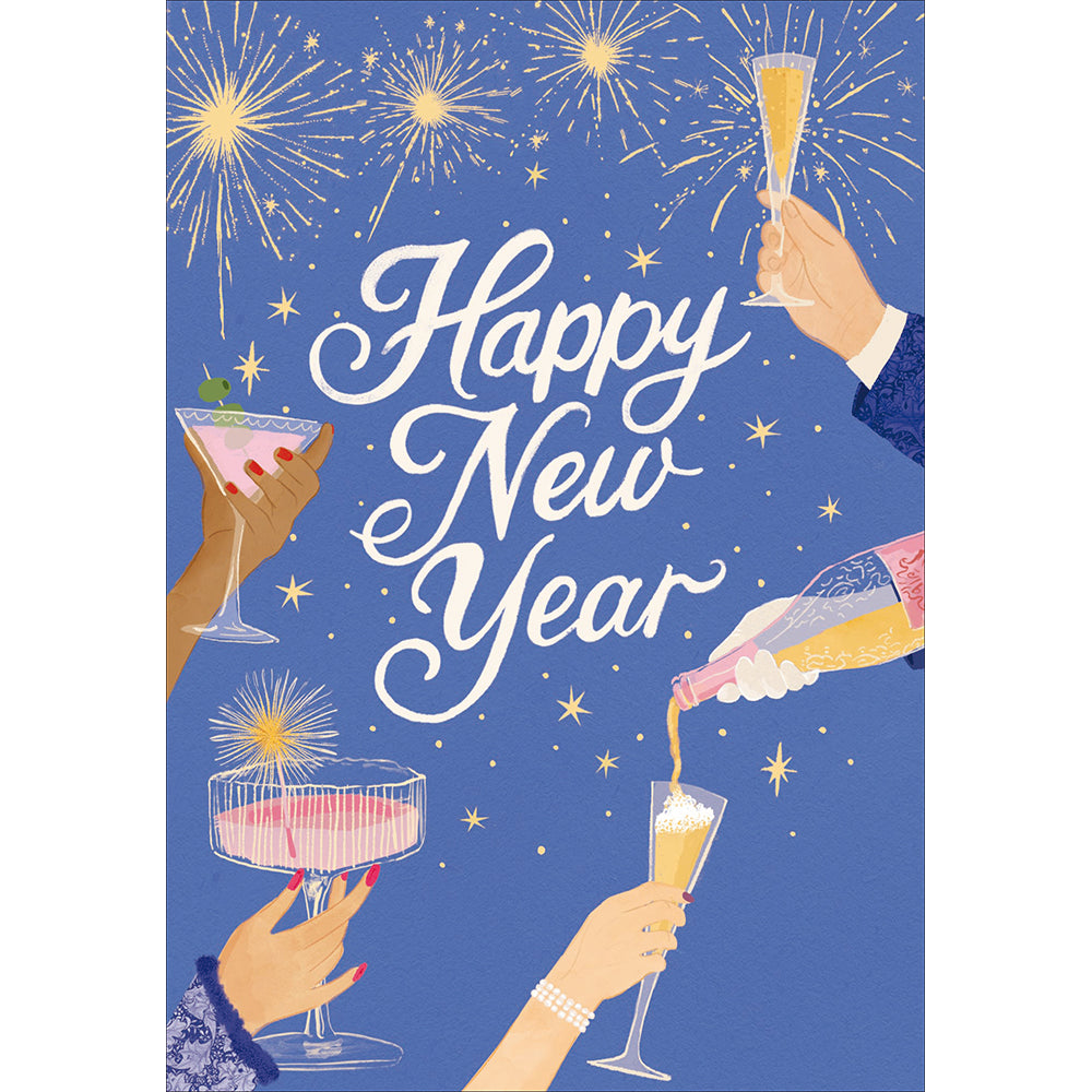 Clinking Glasses Happy New Year Card By Penny Black