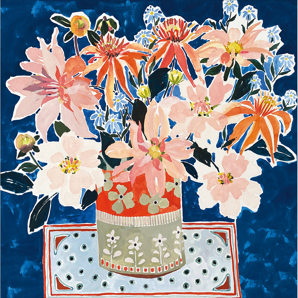Abundant Blooms Pottery Vase Art Card By Penny Black