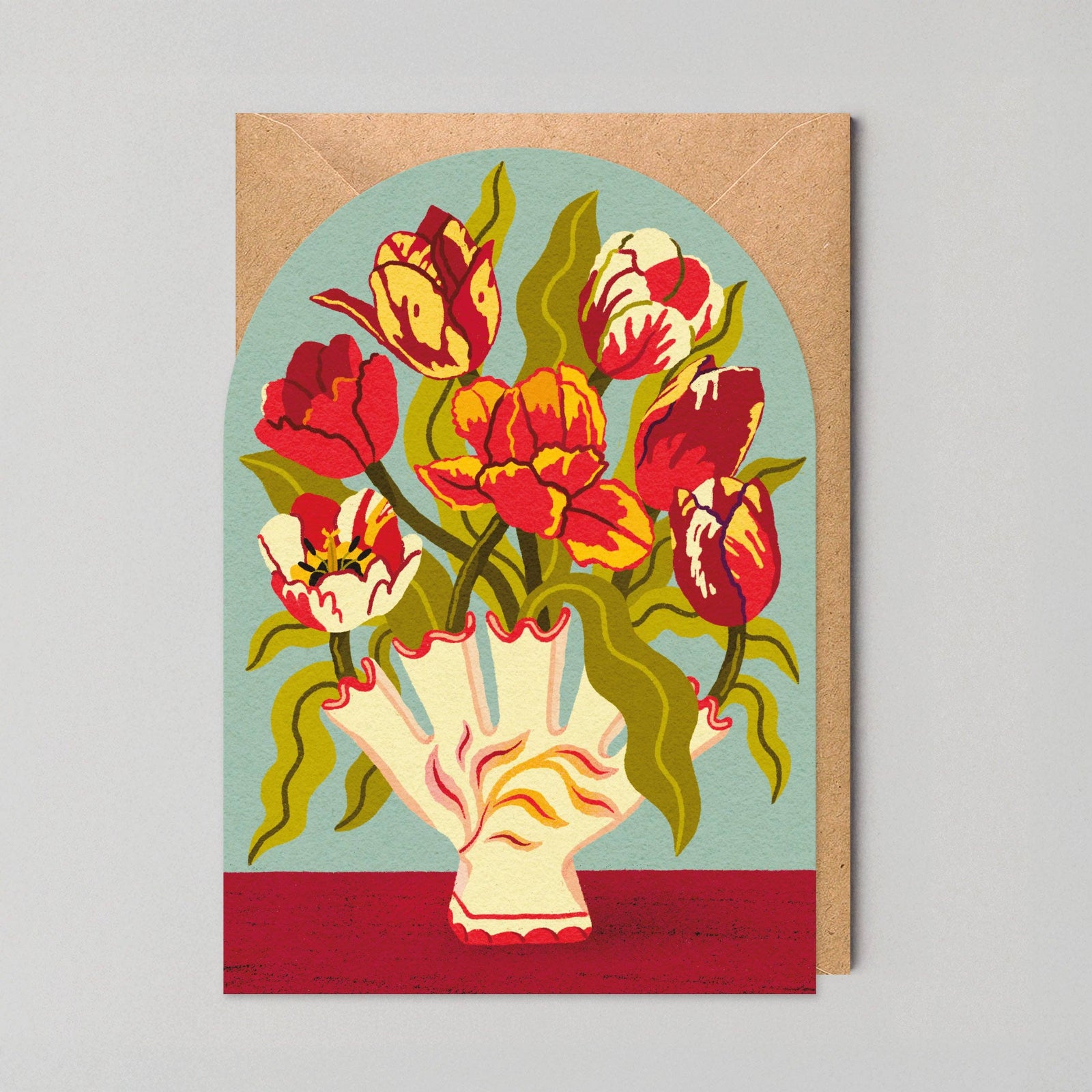 Tulips in a Vase Arched Floral Art Card by penny black