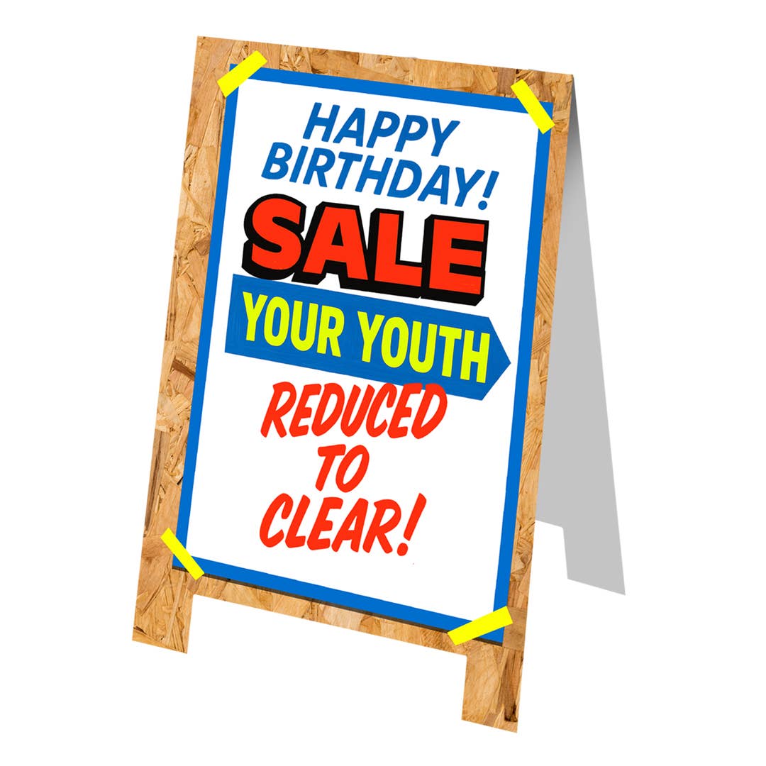Reduced to Clear Funny Shop Sign Birthday Card by penny black