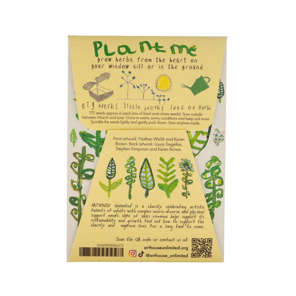 Big Herbs Little Herbs Mixed Herb Seed Packet by arthouse unlimited at penny black showing back detail