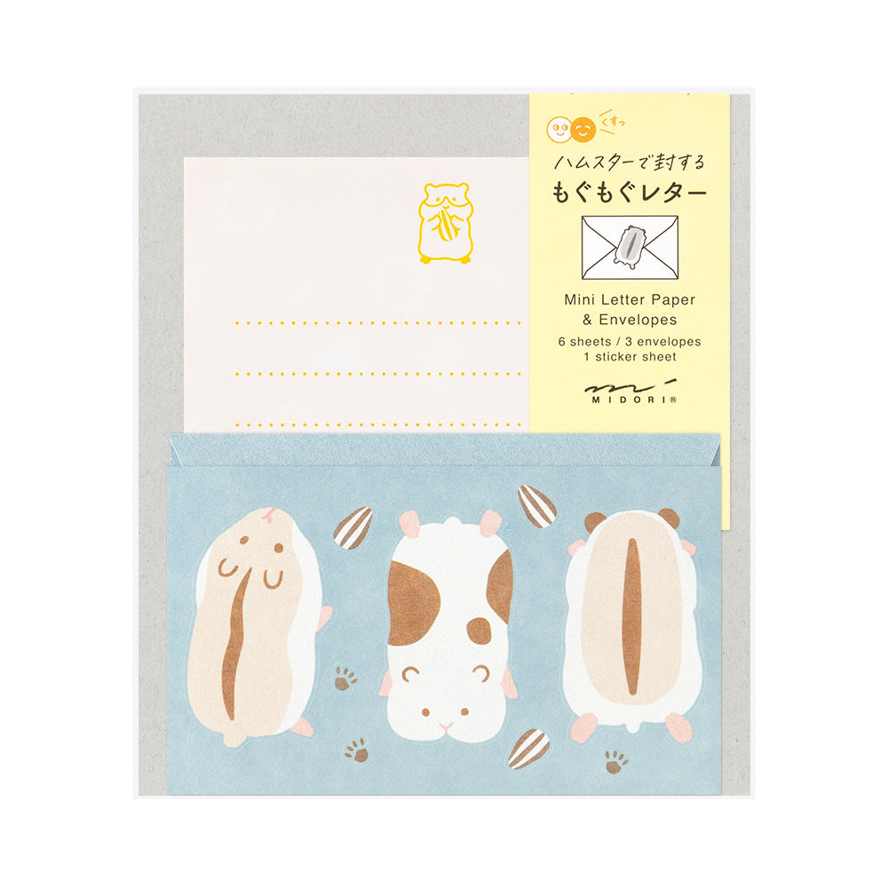 Midori Mini Letter Writing Paper & Envelope Set - Hungry Hamster By Penny Black