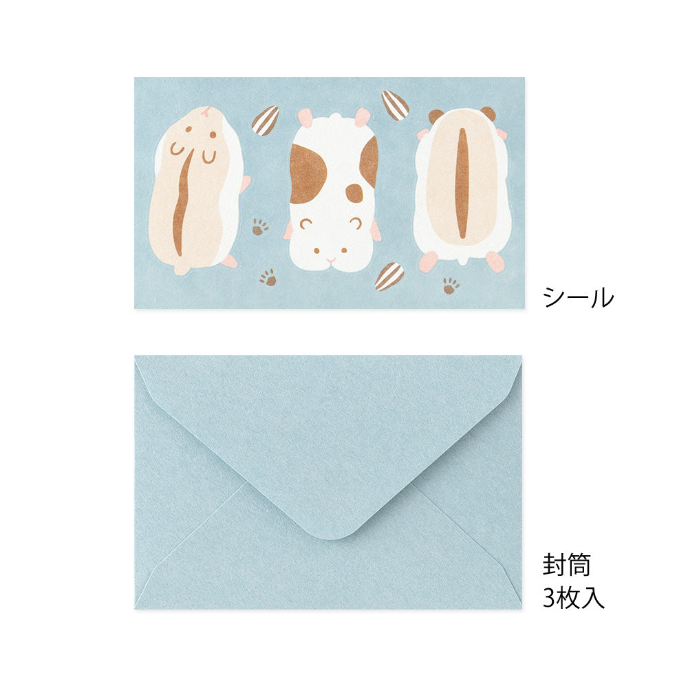 Midori Mini Letter Writing Paper & Envelope Set - Hungry Hamster By Penny Black