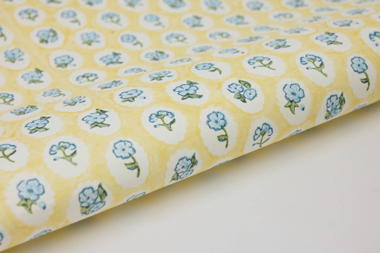 Floral Scallop Tiles Block Printed Wrapping Paper Sheet by penny black