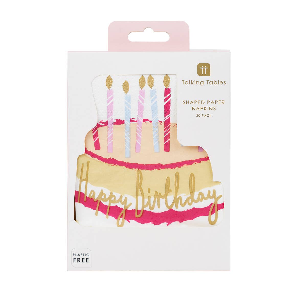 Pink Icing Birthday Cake Shaped Napkins - 20 Pack