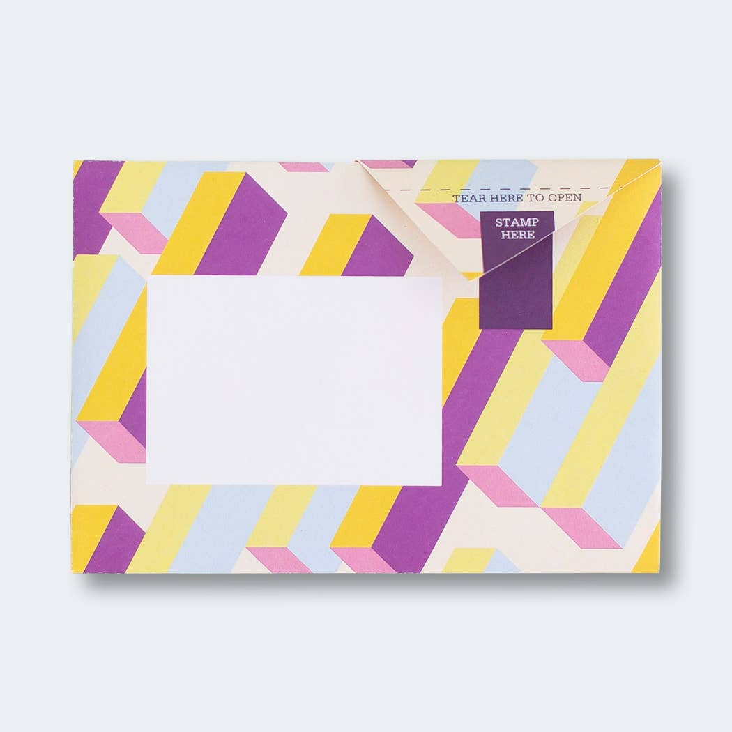 Geometric Pigeon Folding Letter Set by penny black - showing a richly coloured floating block designed folded letter